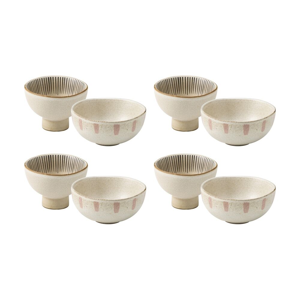 4x 2pc Ecology Multicoloured Cecile Condiment Bowl Set Stoneware Earth Tones
