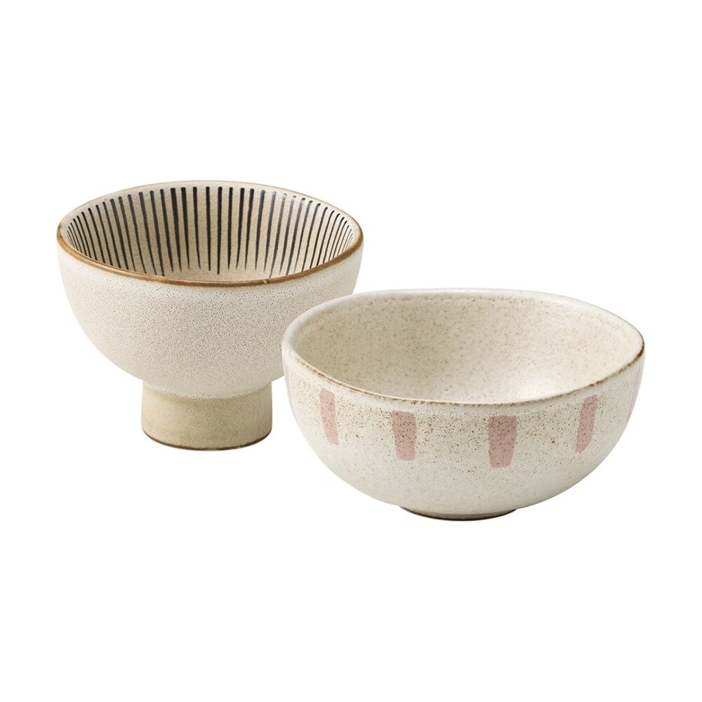 4x 2pc Ecology Multicoloured Cecile Condiment Bowl Set Stoneware Earth Tones