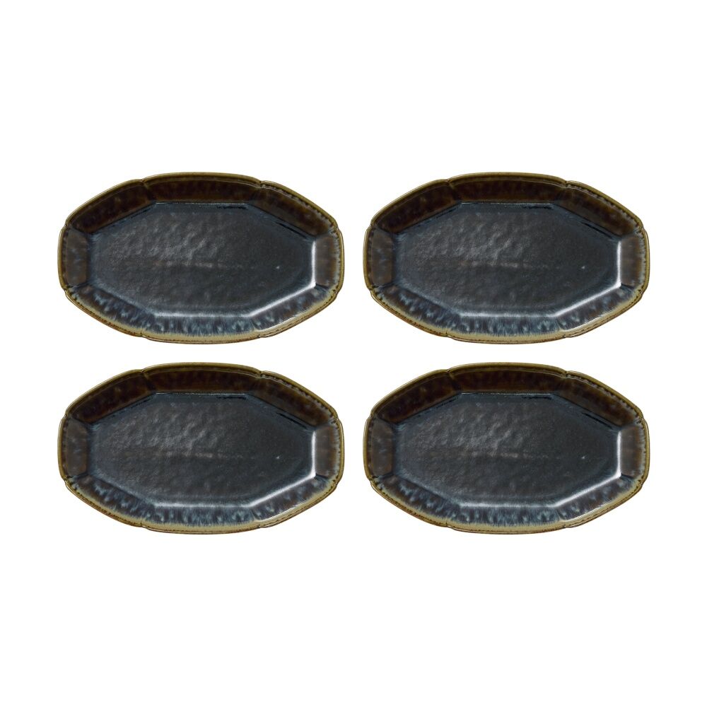 4PK Ecology Midnight Matte Glaze Gretta Oval Platter Serveware 26x15.5cm
