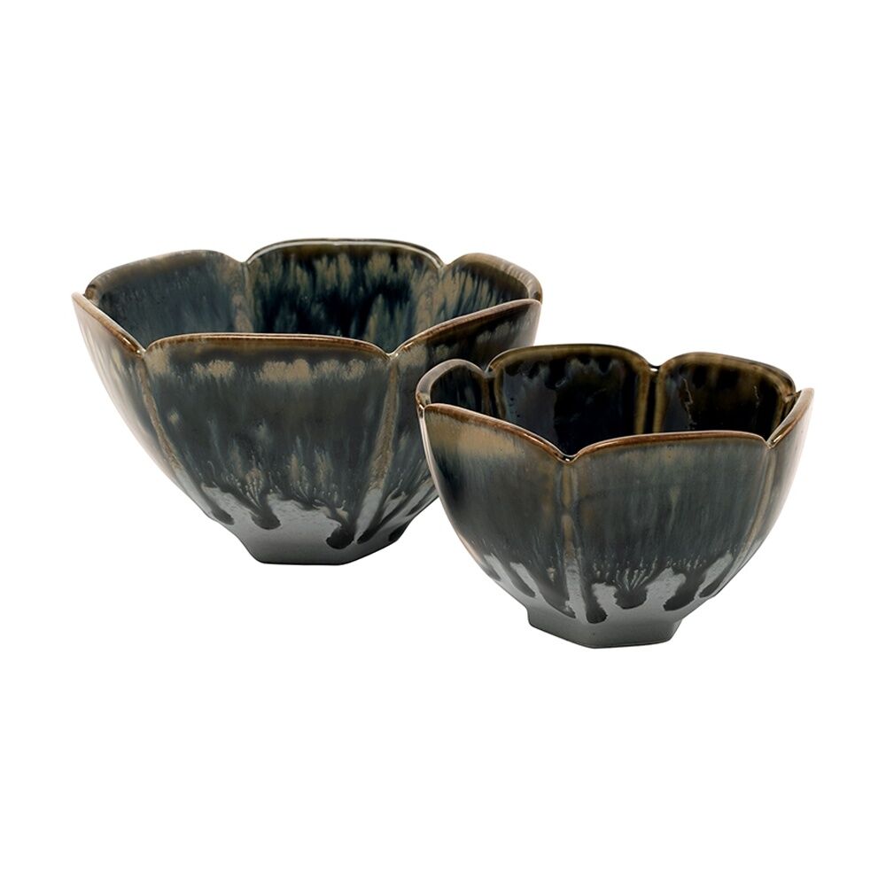 2x 2pc Ecology Midnight Matte Glaze Gretta Dip Bowls Set Serveware