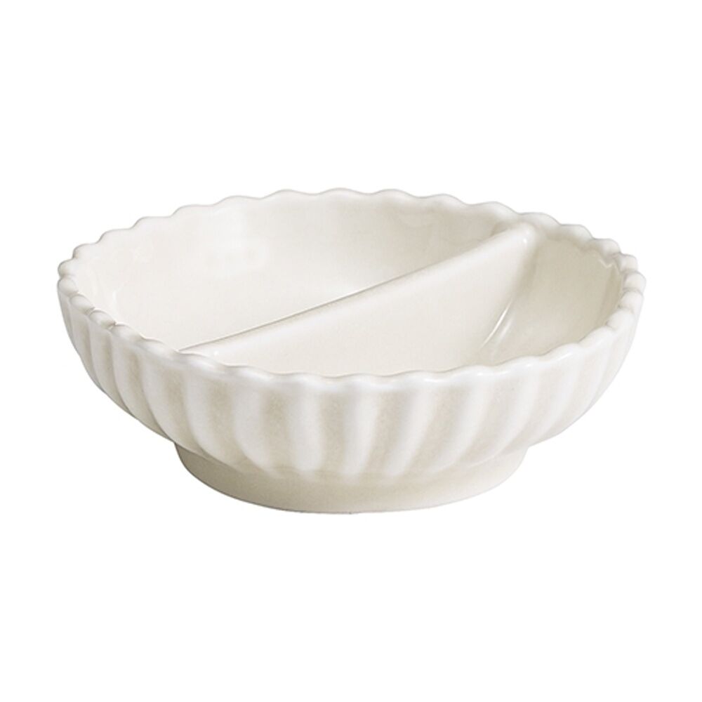 6PK Ecology Ritual Rippled Porcelain Salt & Pepper Pinch Dish Off White 9.5cm