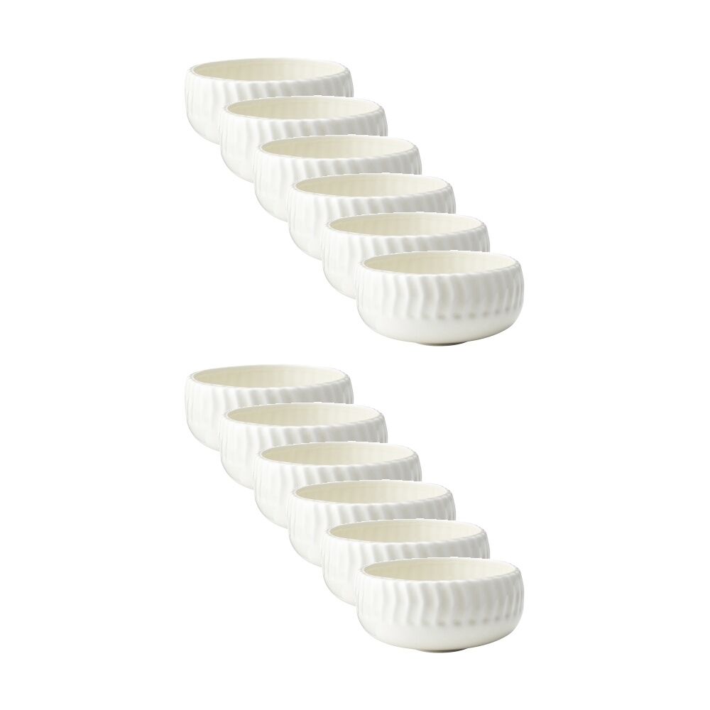 12PK Ecology Ritual Rippled Porcelain Hug Bowl Frost Off White 16.5cm
