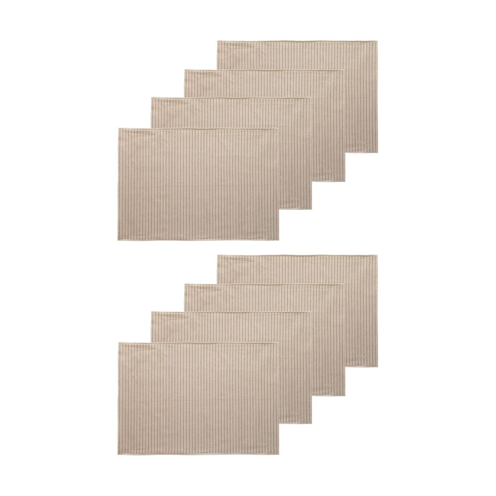 2x 4pc Ecology Beige/Red Striped Dinner Napery Placemats 100% Cotton 53x38cm