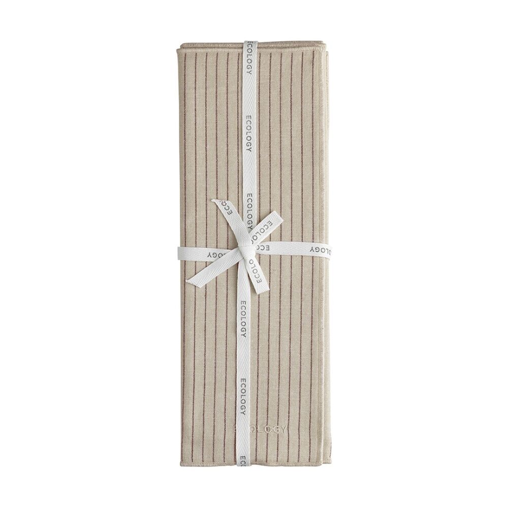 4pc Ecology Beige/Red Striped Dinner Napery Placemats 100% Cotton 53x38cm