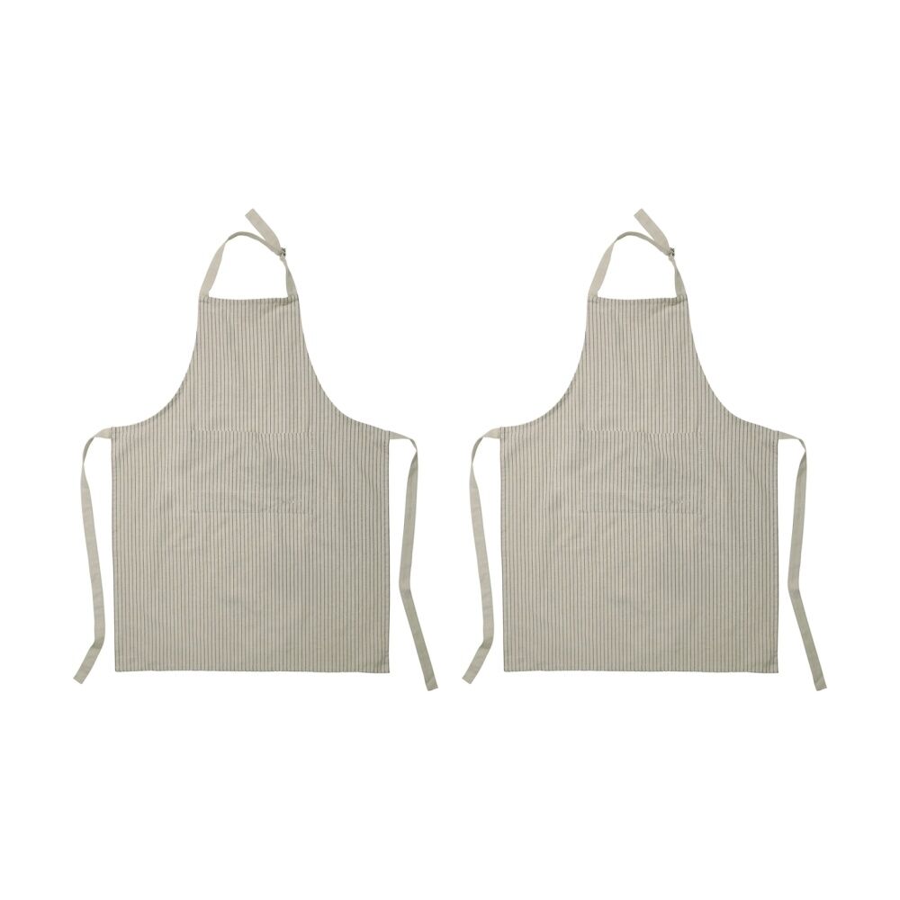 2PK Ecology Tonka 100% Cotton Kitchen Apron Beige & Stone Stripe 70x95cm