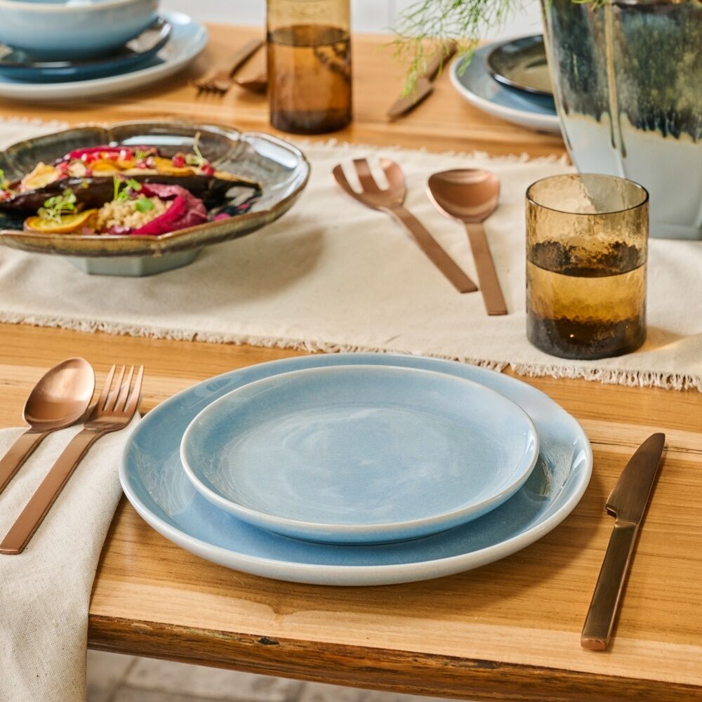 6PK Ecology Element Kitchen Side Plate Sky Light Blue Stoneware 20cm