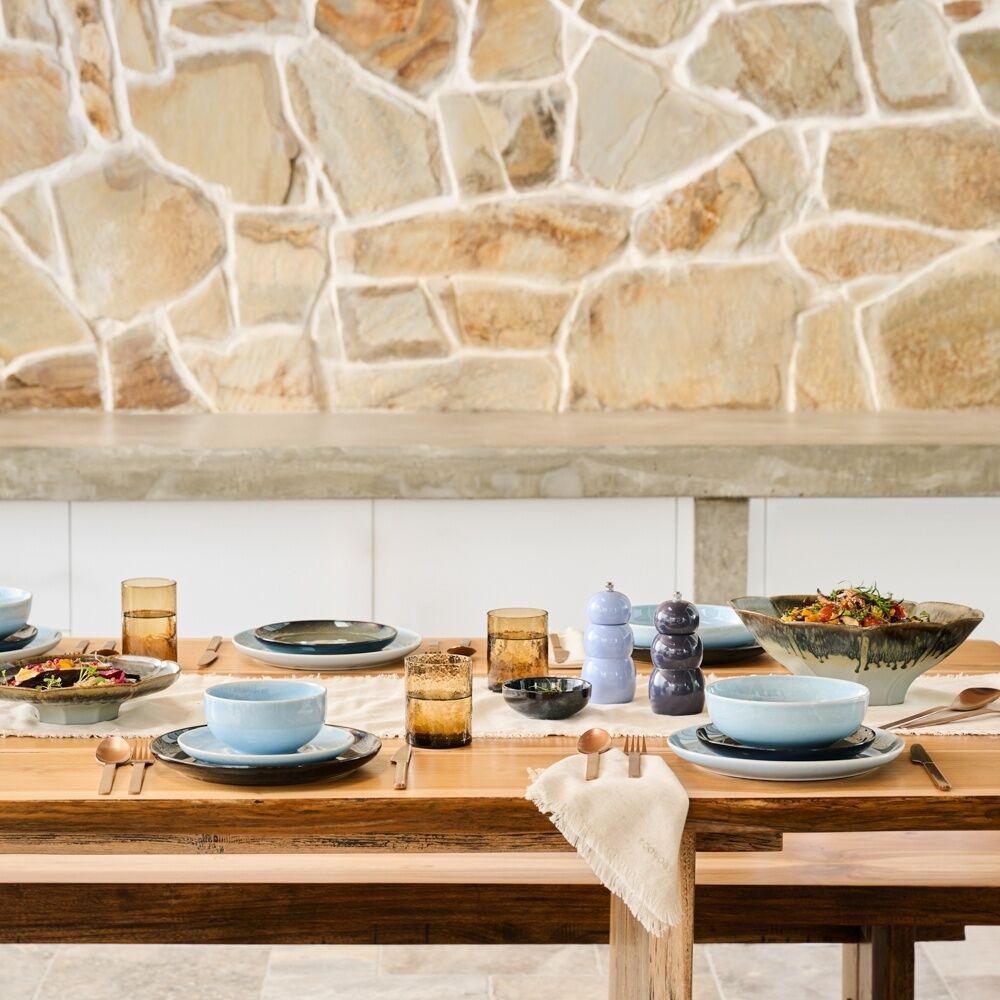 6PK Ecology Element Kitchen Side Plate Sky Light Blue Stoneware 20cm