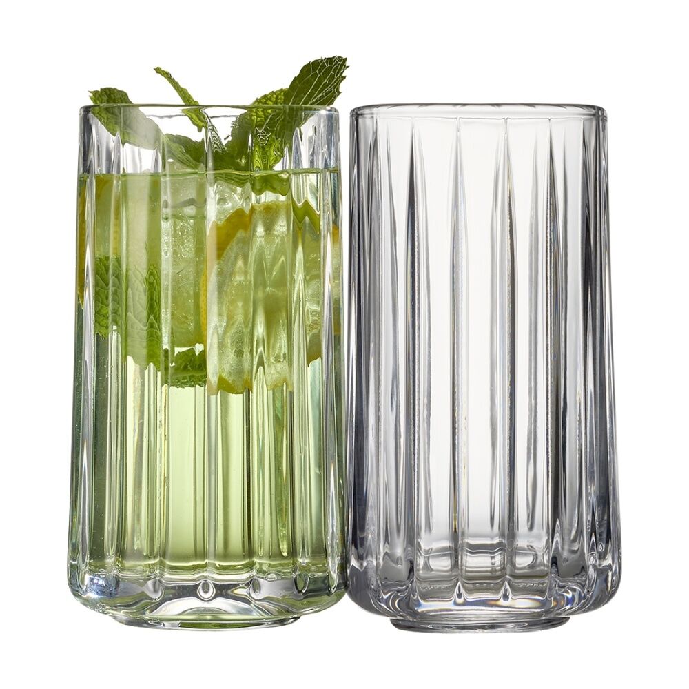 2x 4pc Ecology Lineaire Glass Hi Ball Tumbler Set Drinkware 320ml