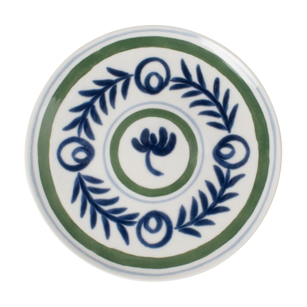 4PK Ecology Laurus Stoneware Side Plate Blue Green Fern Pattern 21cm