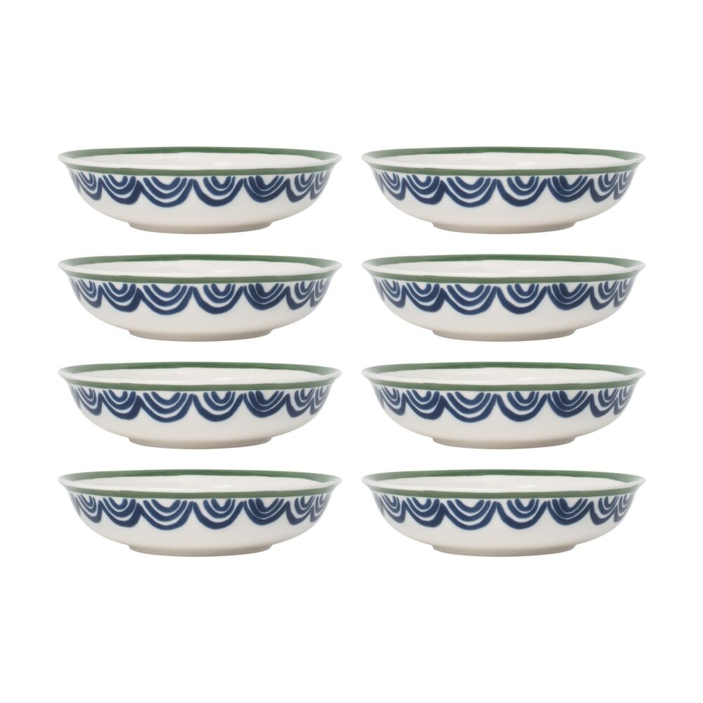 8PK Ecology Laurus Stoneware Bowl Serveware Blue Green Fern Motif 15cm