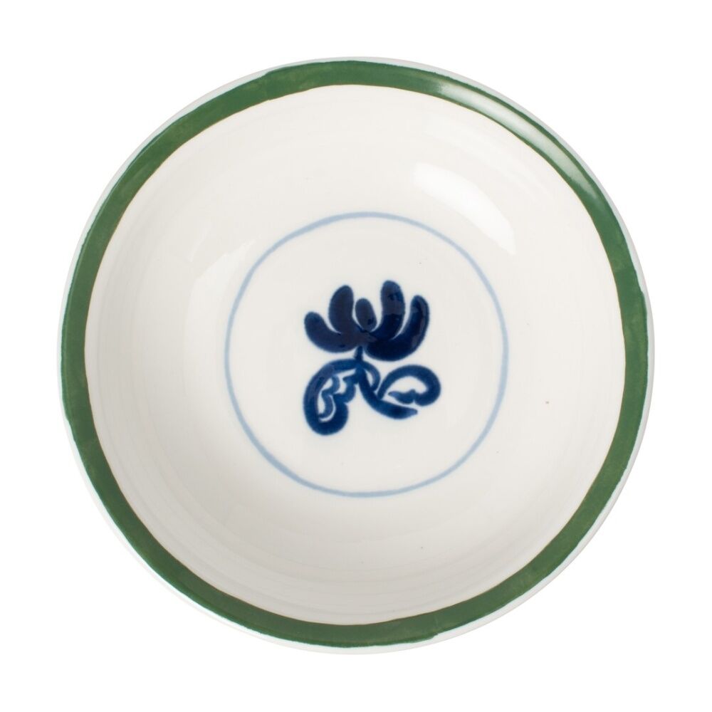 8PK Ecology Laurus Stoneware Bowl Serveware Blue Green Fern Motif 15cm