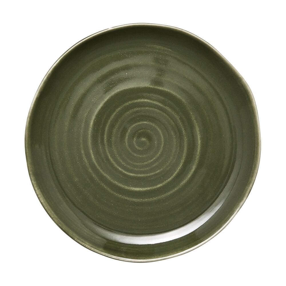12pc Ecology Ottawa Stoneware Dinner Set Moss Green Textured Dinnerware