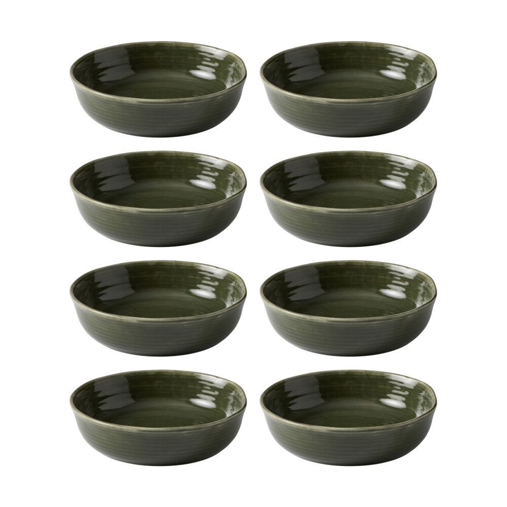 8PK Ecology Ottawa Stoneware Dinner Bowl 22cm Moss Green Rustic Serveware