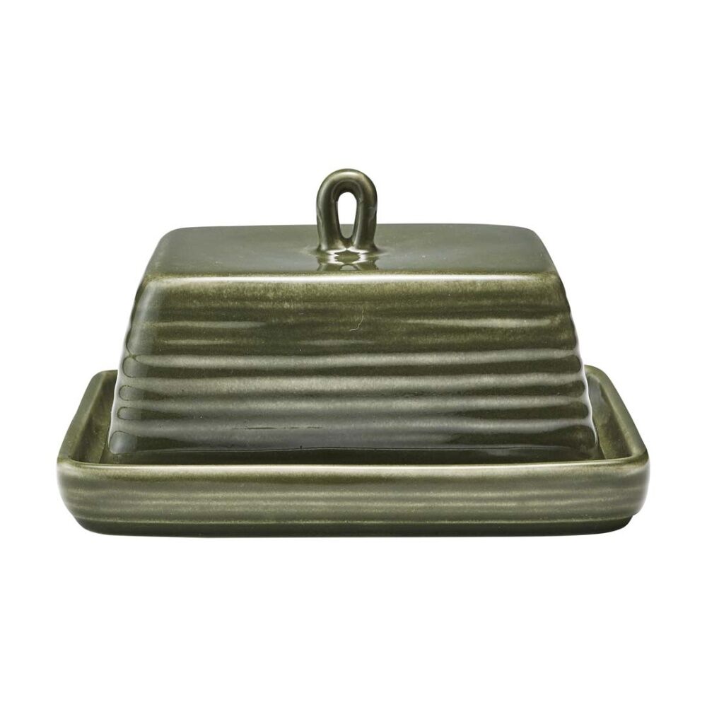 Ecology Ottawa Stoneware Butter Dish Rustic Design Moss Green 15x10.5cm