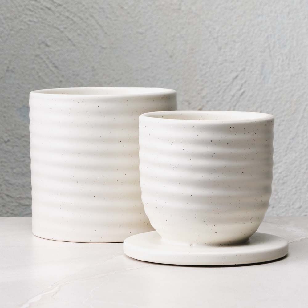 2PK Ecology Ottawa Stoneware Butter Keeper Rustic Dish Calico 10cm