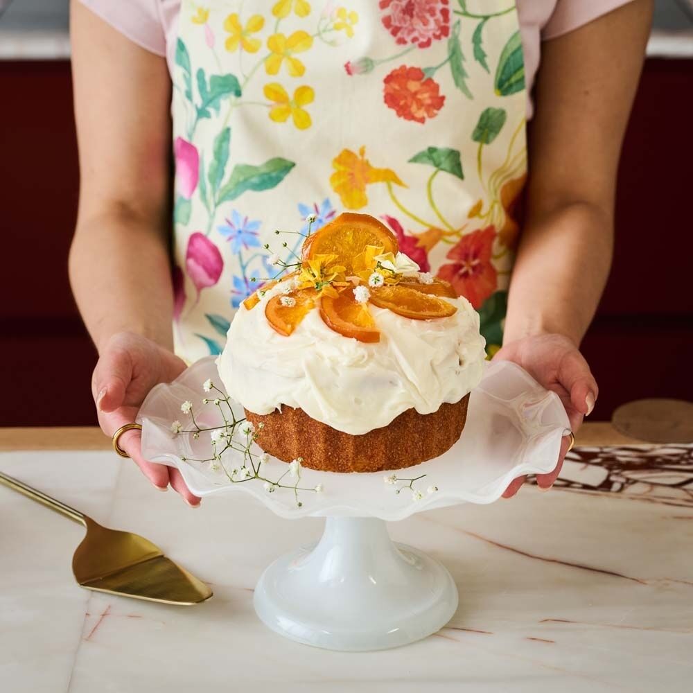Ecology Ruffle Glass Cake Stand High Gloss Serveware White 33x12.5cm