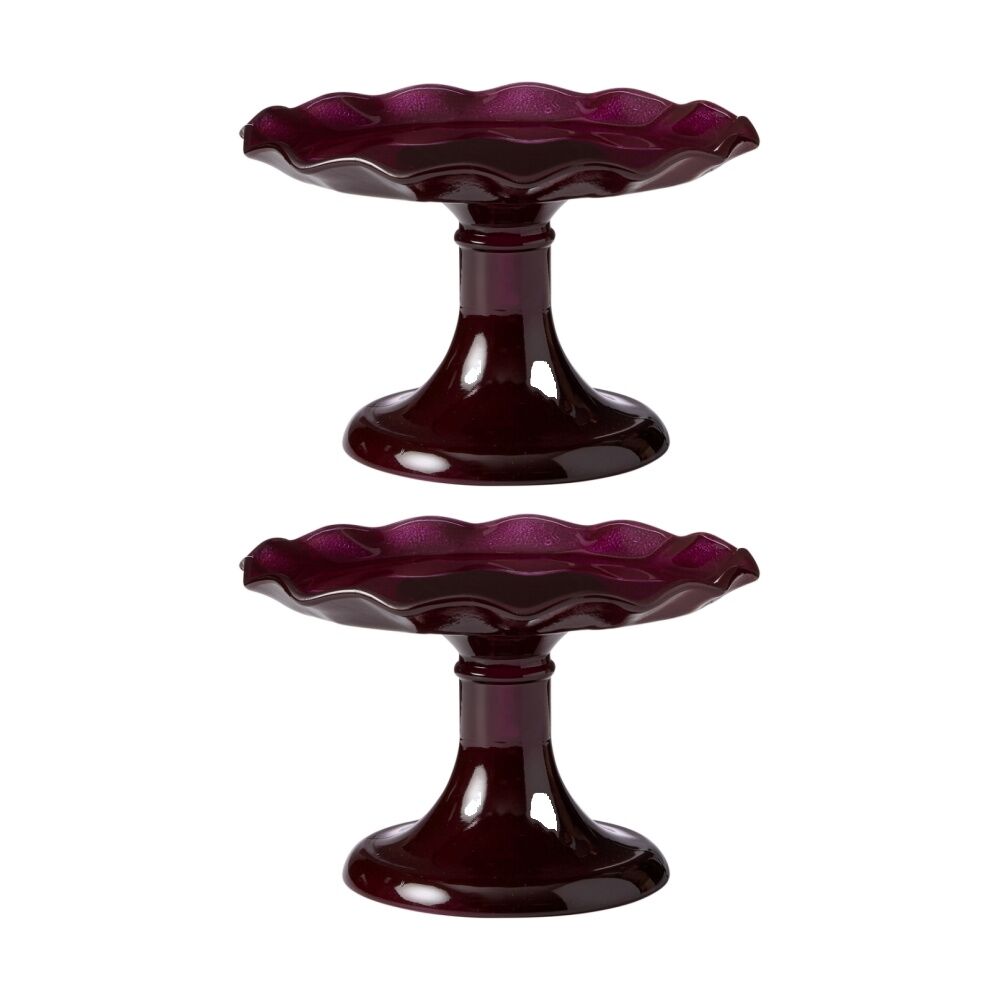 2PK Ecology Ruffle Glass Cake Stand High Gloss Serveware Elderberry 33x12.5cm