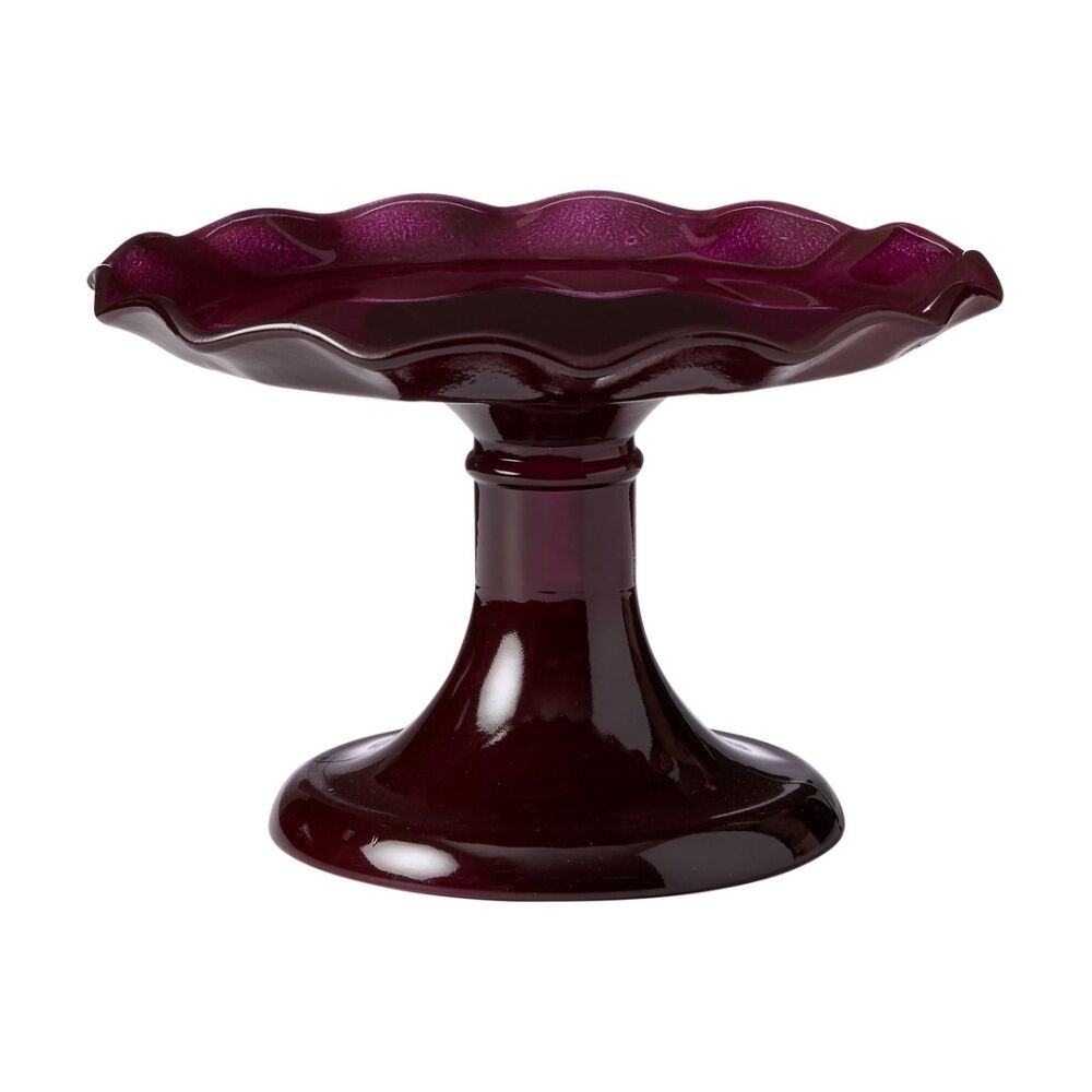 2PK Ecology Ruffle Glass Cake Stand High Gloss Serveware Elderberry 33x12.5cm