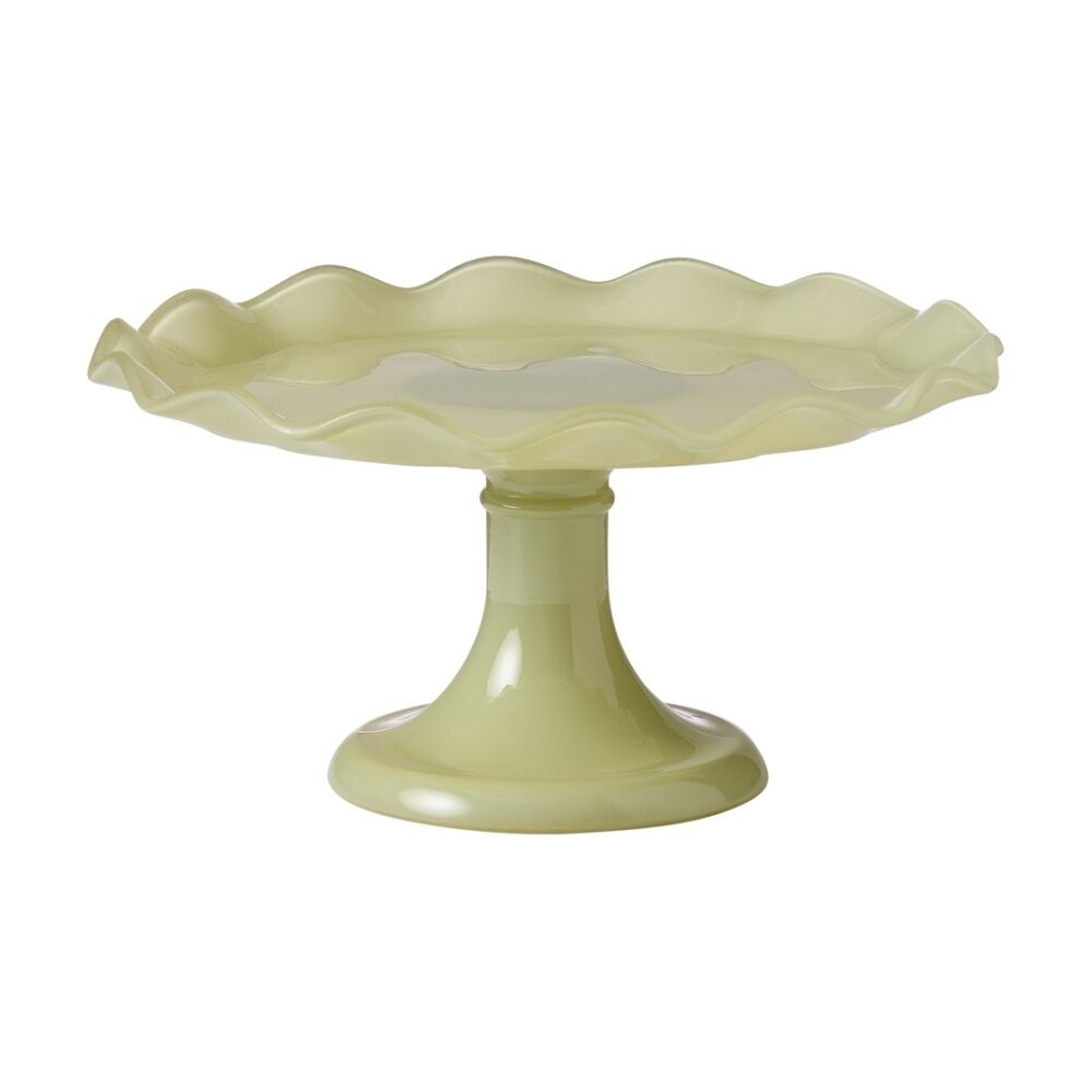 Ecology Ruffle Glass Cake Stand High Gloss Serveware Green Celadon 26x12.5cm