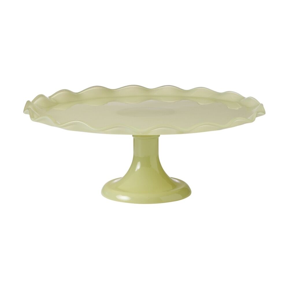 Ecology Ruffle Glass Cake Stand High Gloss Serveware Green Celadon 20x12.5cm