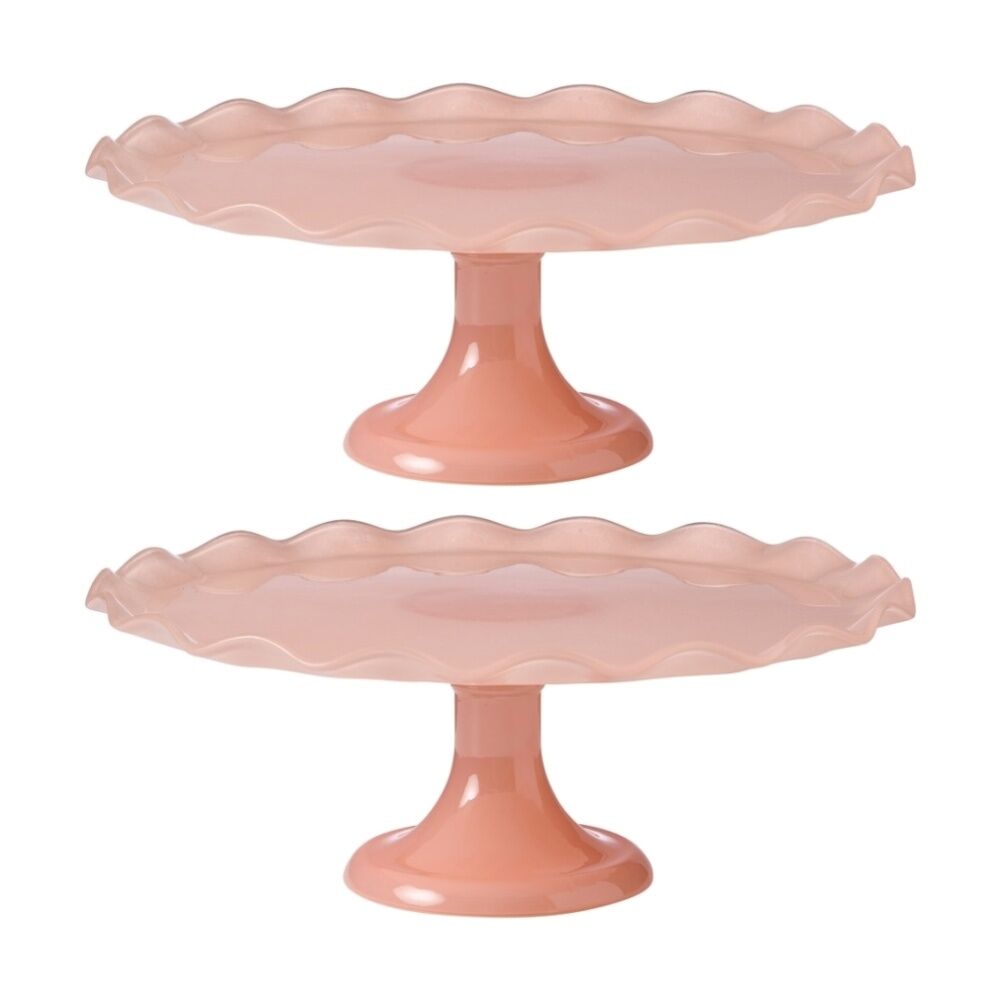 2PK Ecology Ruffle Glass Cake Stand High Gloss Serveware Petal 20x12.5cm