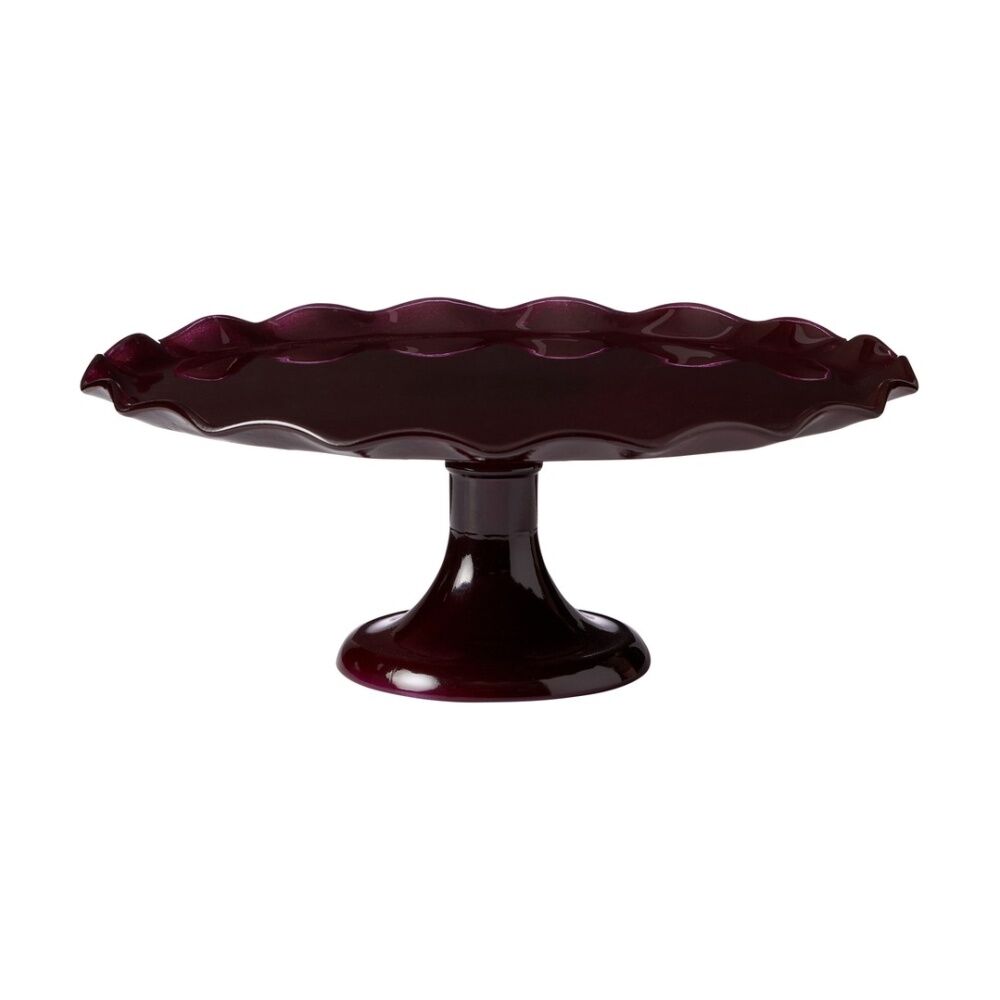 2PK Ecology Ruffle Glass Cake Stand High Gloss Serveware Elderberry 20x12.5cm