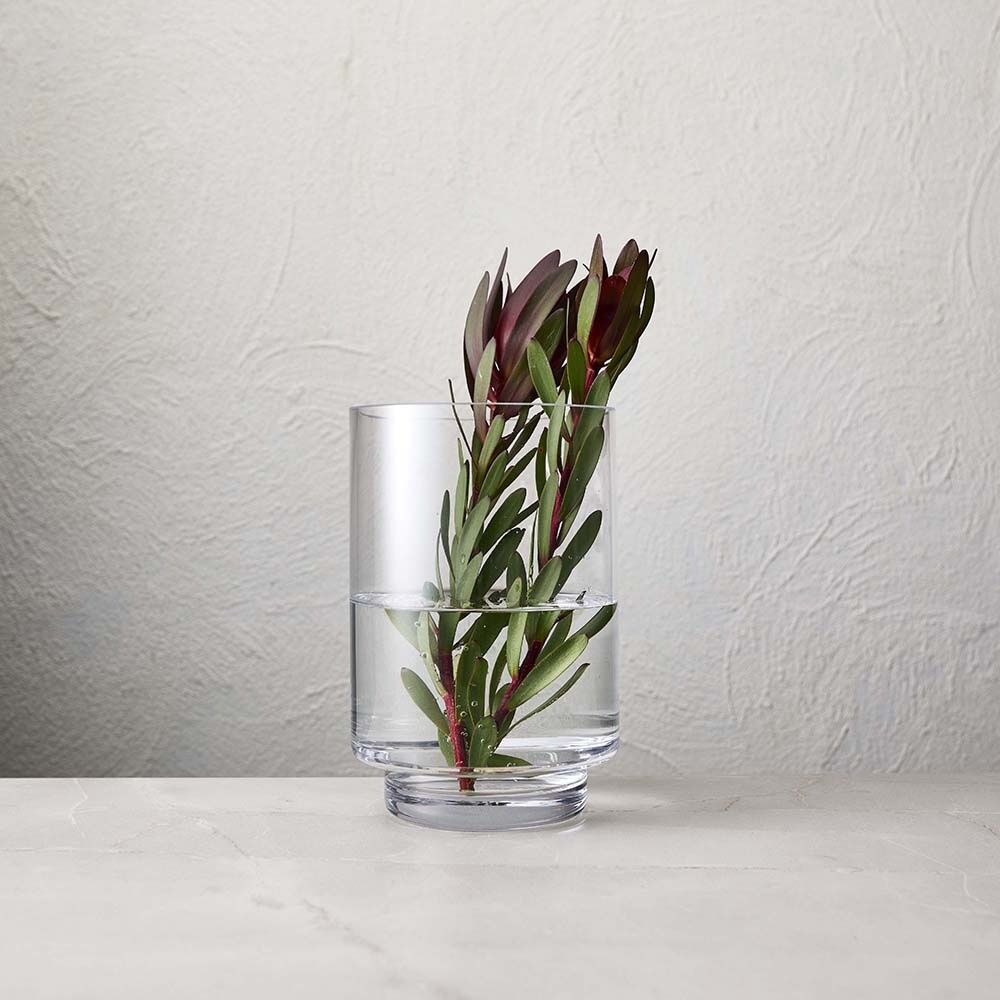 Ecology Fleur Footed Hurricane Vase Soda Lime Glass Home Decor 19cm
