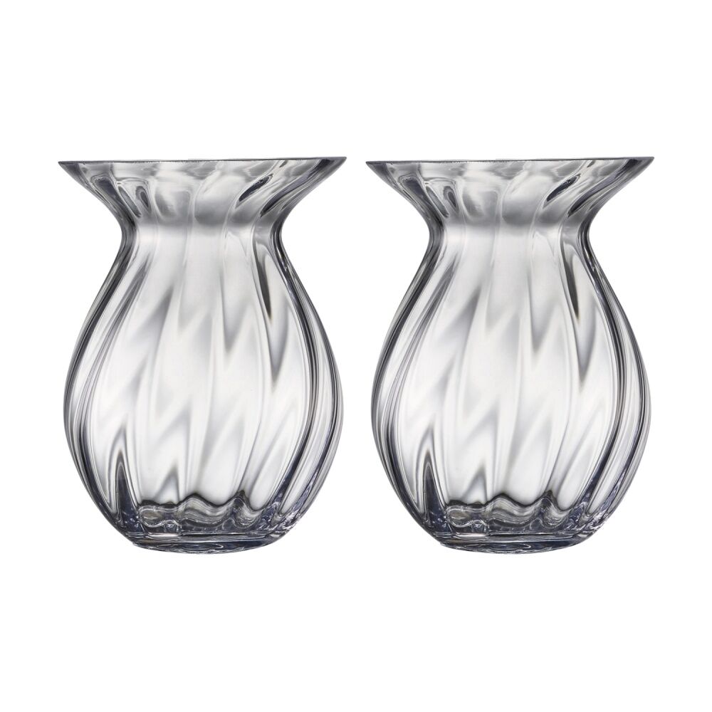 2PK Ecology Fleur Posy Optic Vase Soda Lime Glass Home Decor 20cm