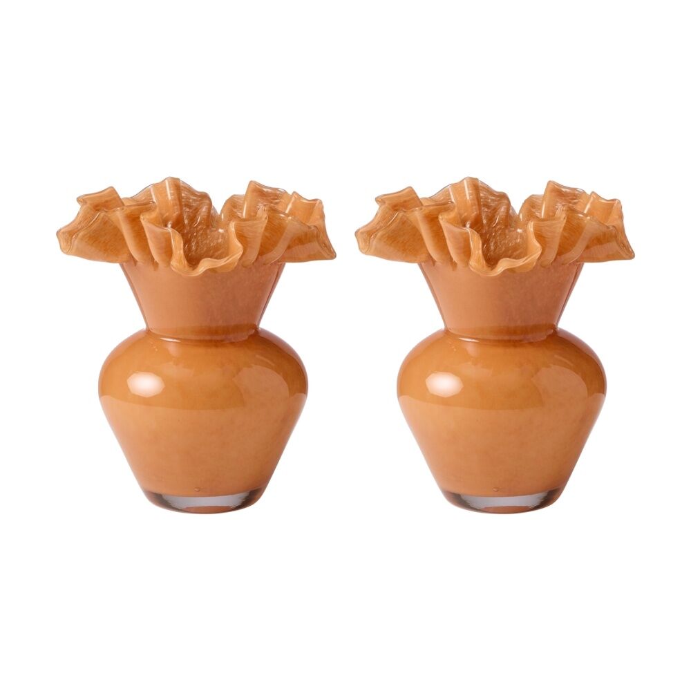 2PK Ecology Tousle Posy Vase Soda Lime Glass Home Decor Apricot 21cm