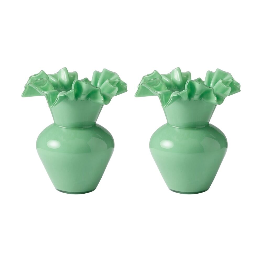 2PK Ecology Tousle Posy Vase Soda Lime Glass Home Decor Celadon 21cm