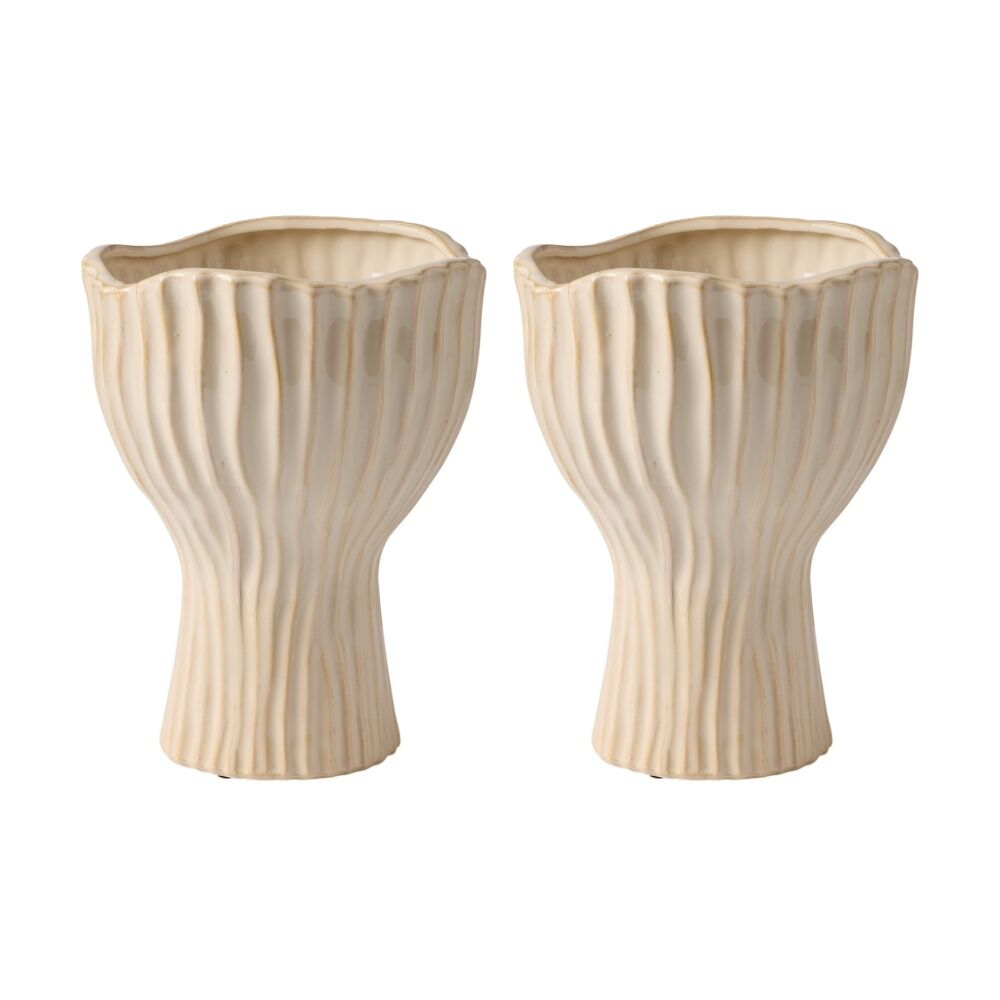 2PK Ecology Dune Ceramic Pot Planter Vase Home Decor Celadon 20.5x17.5cm