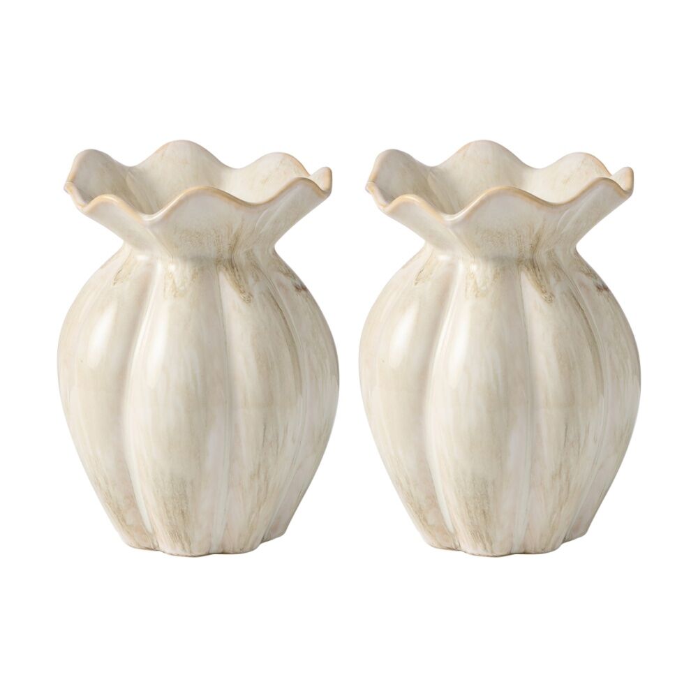 2PK Ecology Dune Ceramic Vase Sculptural Home Decor Toffee 26.8cm