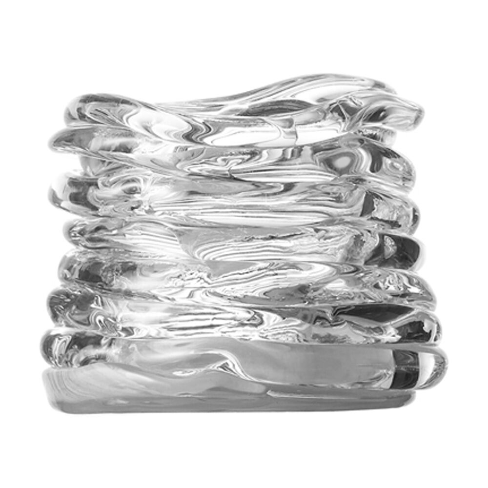 2PK Ecology Curlicue Textured Raised Glass Candle Holder Clear 8cm