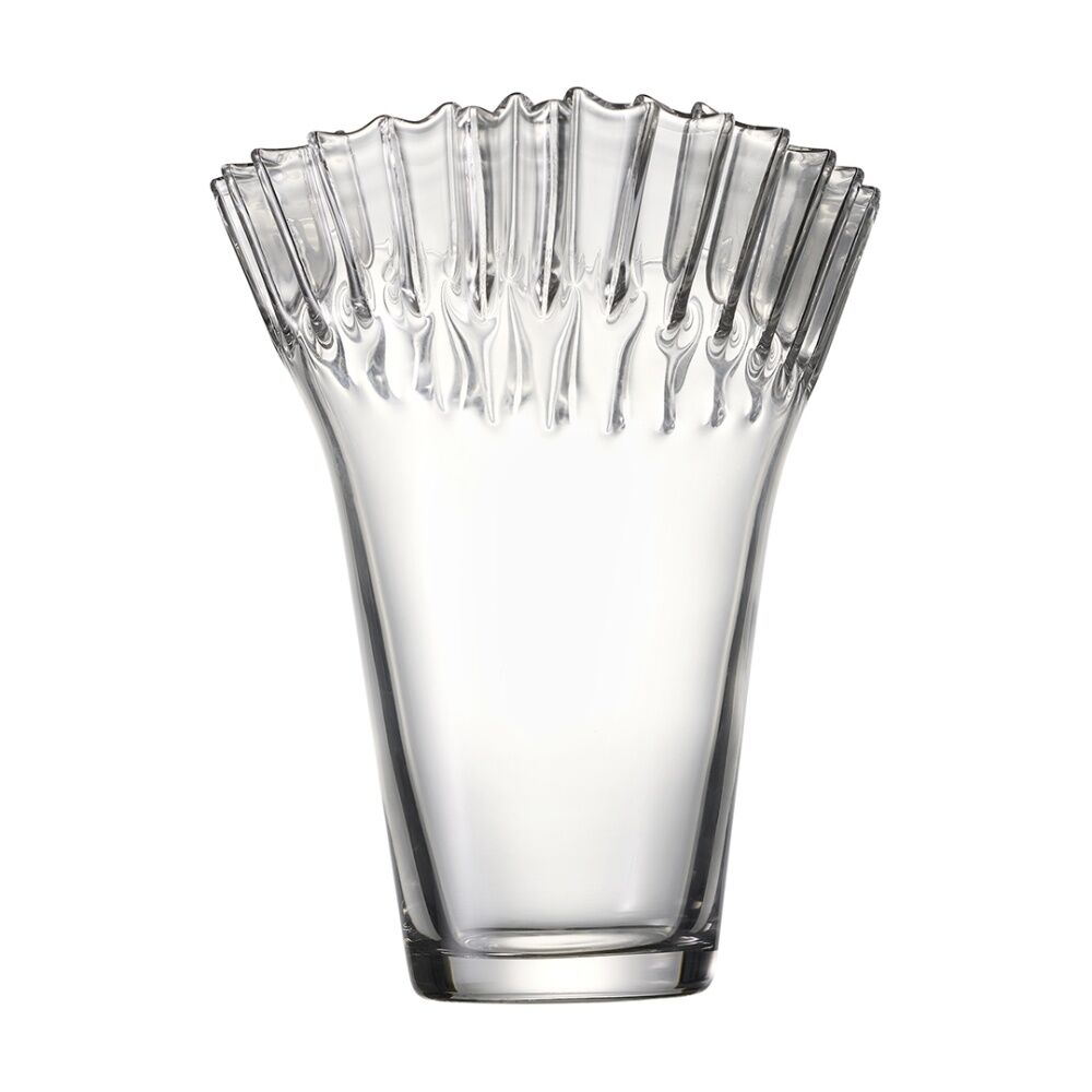 Ecology Tousle Decorative Edges Fluted Flower Vase Clear 29cm