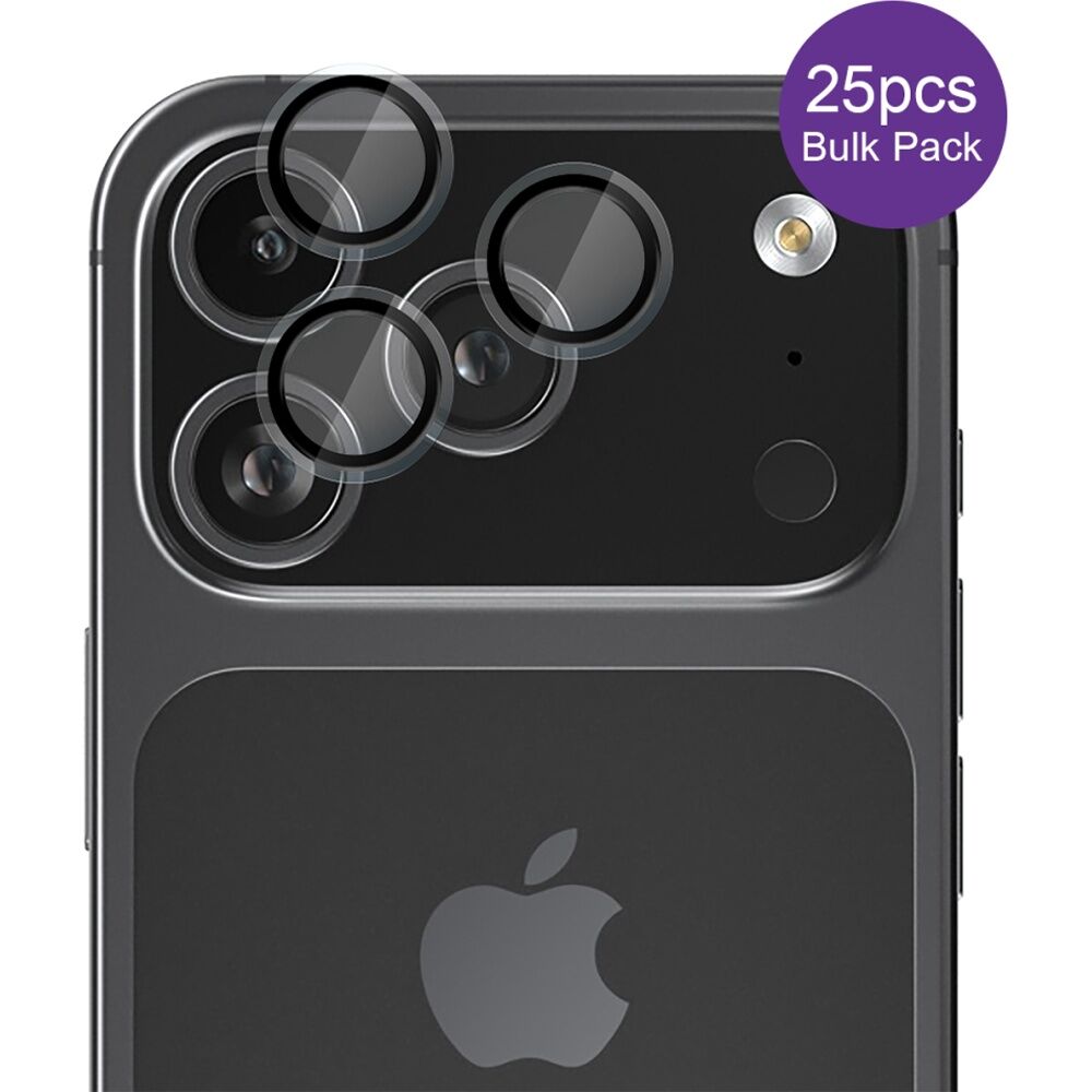 25pc EFM Camera Lens Protector Bulk Set for iPhone 17 Pro/17 Pro Max Clear