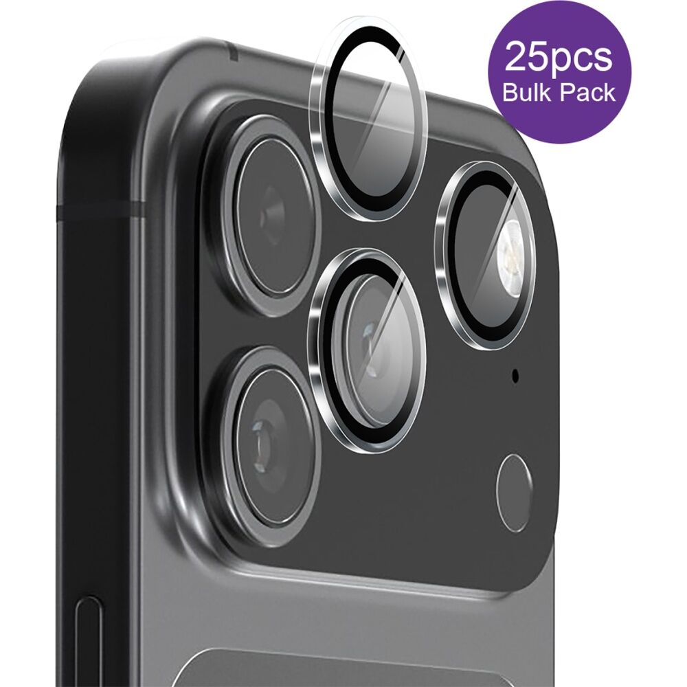 25pc EFM Camera Lens Protector Bulk Set for iPhone 17 Pro/17 Pro Max Clear