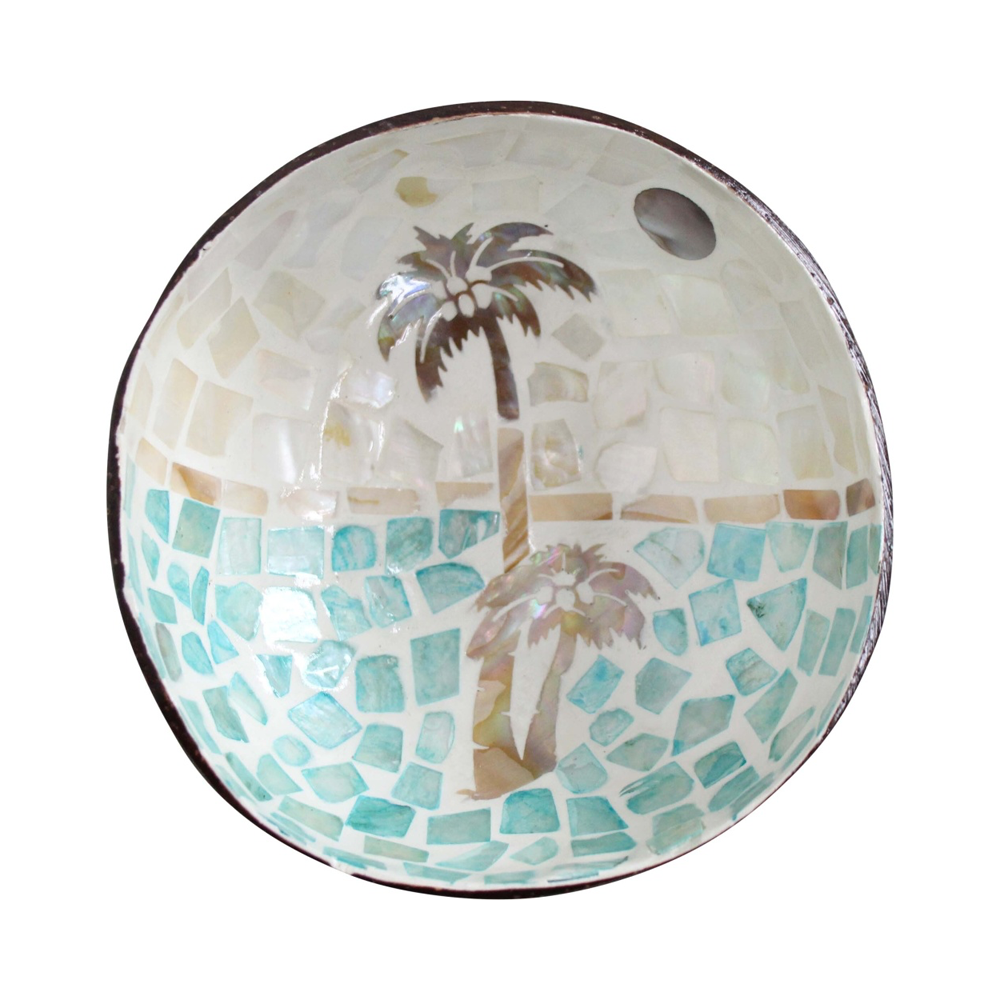 4PK LVD Bali Hi Decorative Round Coconut MOP Trinket/Jewellery Bowl 13x6cm