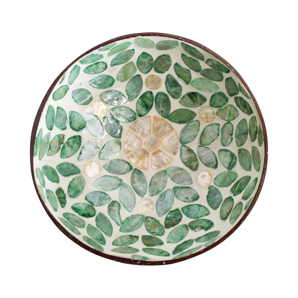 4PK LVD Sacred Flower Round Coconut Capiz Trinket/Jewellery Bowl 13x6cm