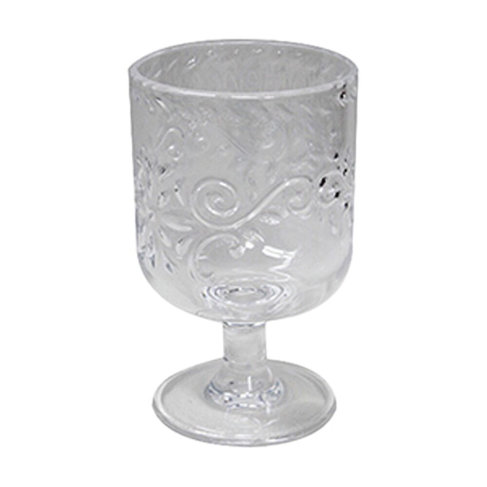 12x Partyware Reusable Embossed Wine Glass Tableware 130ml Clear Assorted