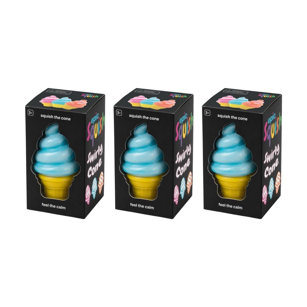 3PK Epic Squish Swirly Cone Assorted Slow Rising Sensory Toy Kids 3y+