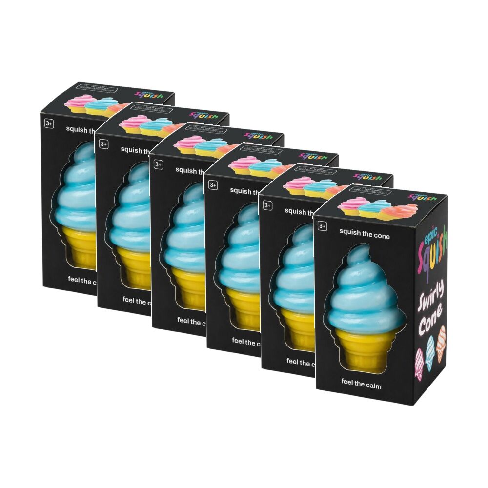 6PK Epic Squish Swirly Cone Assorted Slow Rising Sensory Toy Kids 3y+