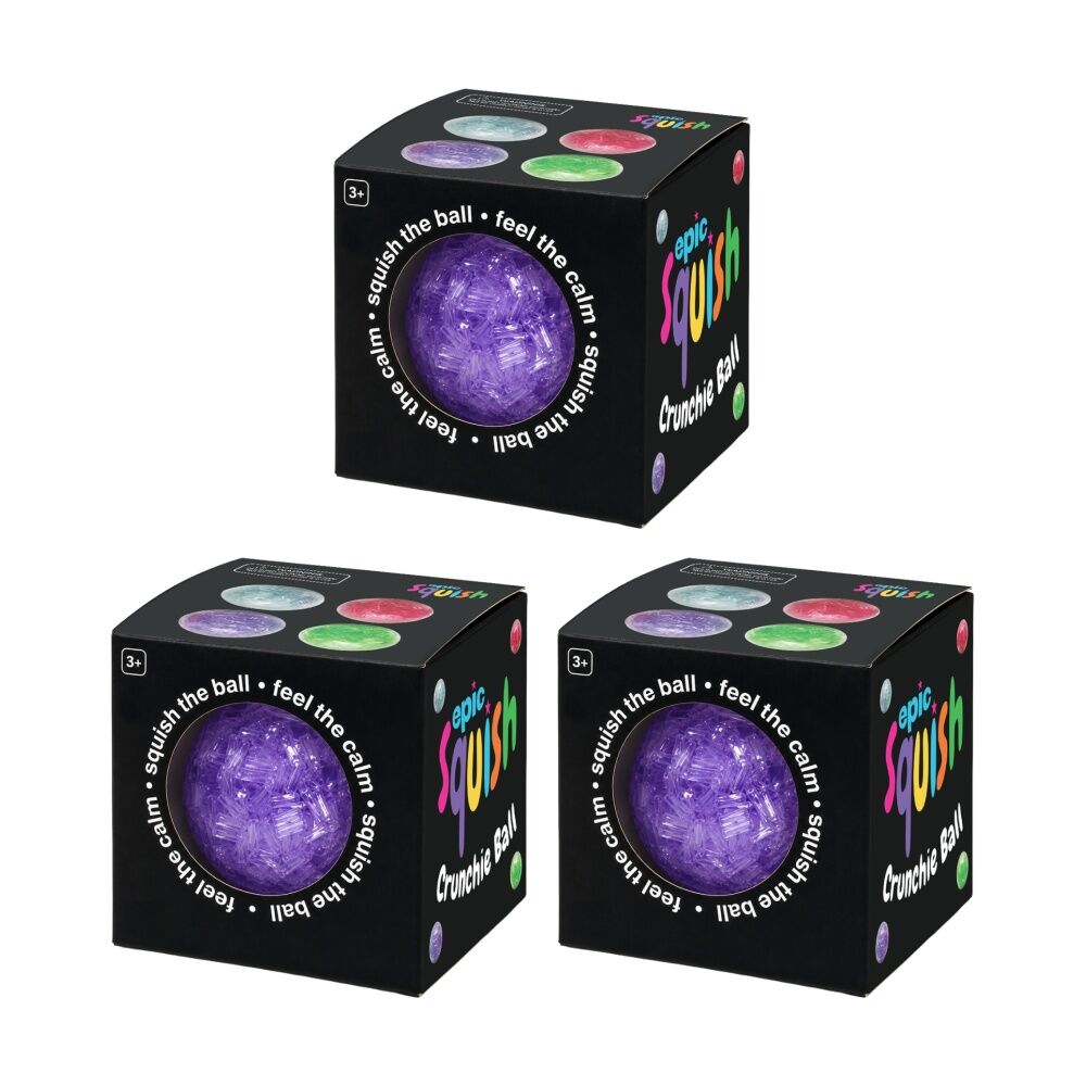3PK Epic Squish Crunchie Ball Assorted Textured Sensory Toy Kids 3y+