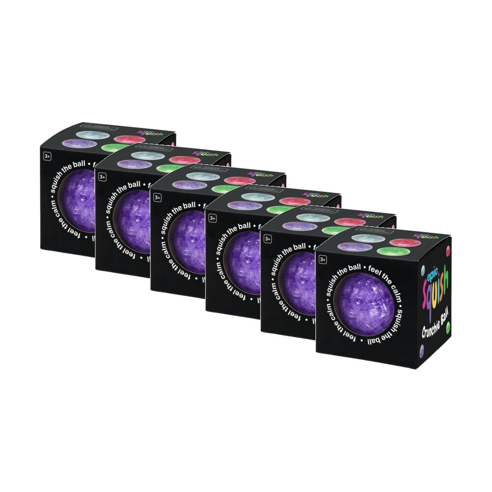 6PK Epic Squish Crunchie Ball Assorted Textured Sensory Toy Kids 3y+