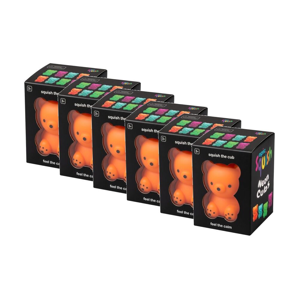 6PK Epic Squish Neon Cubs Assrtd Soft Slow Rising Sensory Toy Kids 3y+