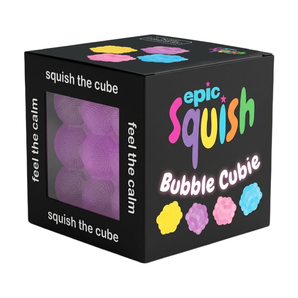 6PK Epic Squish Bubble Cubie Assrtd Soft Textured Sensory Toy Kids 3y+