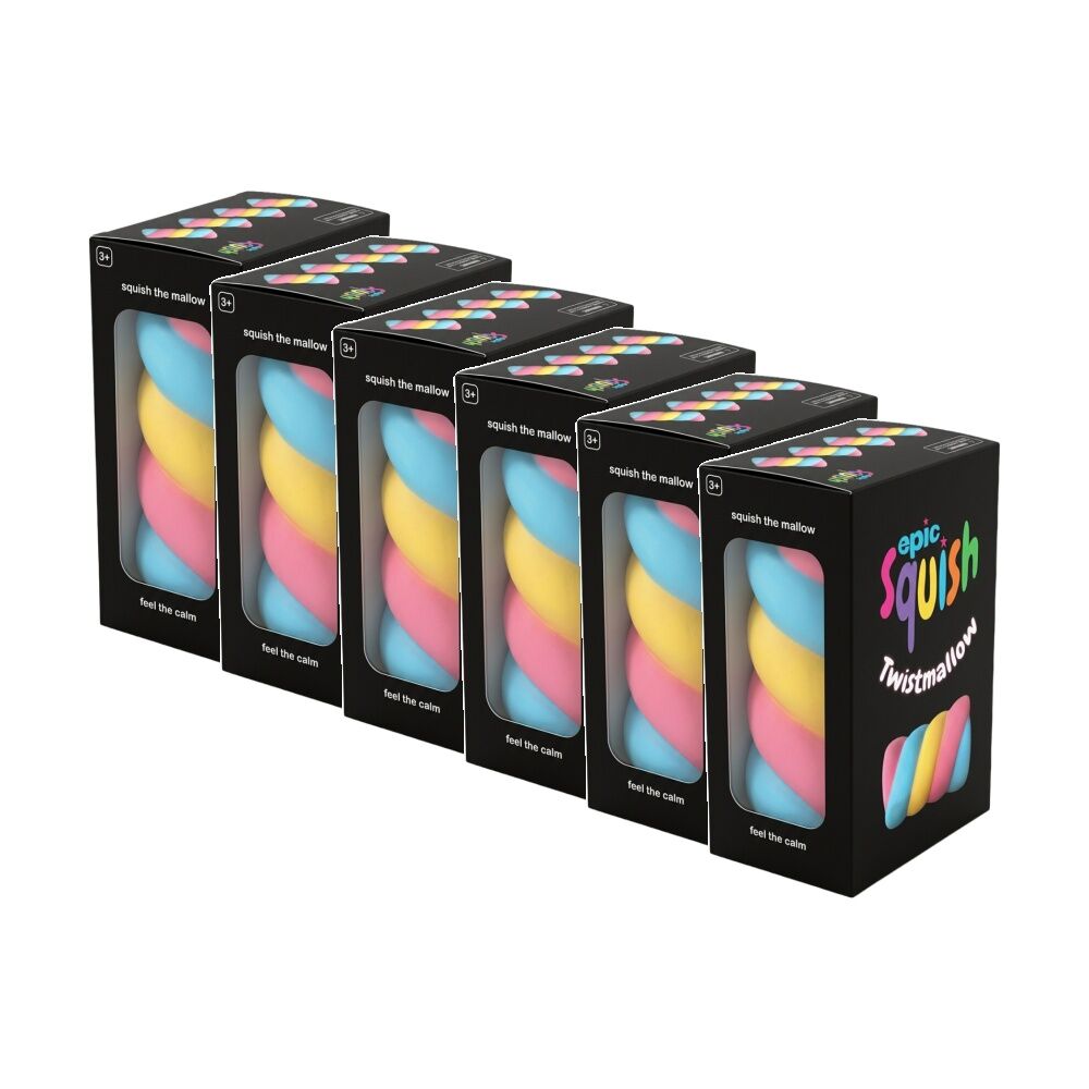 6PK Epic Squish Twistmallow Soft Spiral Sensory Toy Kids 3y+