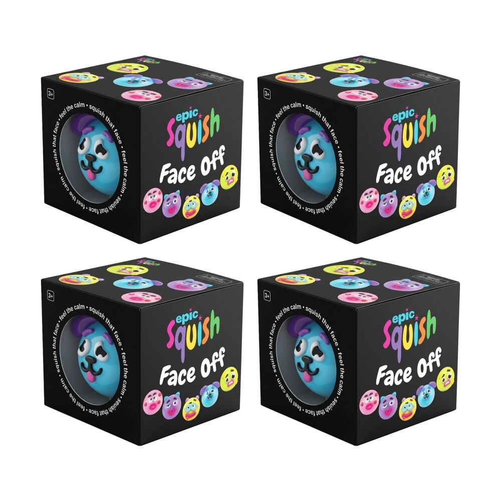4PK Epic Squish 11.5cm Face Off Assorted Soft Sensory Toy Kids 3y+