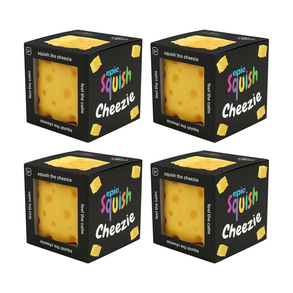 4PK Epic Squish 10cm Cheese Squishy Toy Cheezie Sensory Kids 3y+