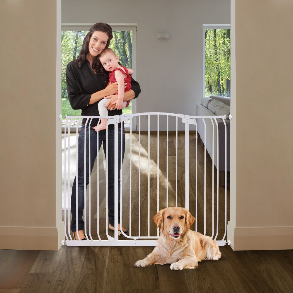 3pc Dreambaby Chelsea Pressure Mounted Tall Baby Safety Gate W/ Extensions White