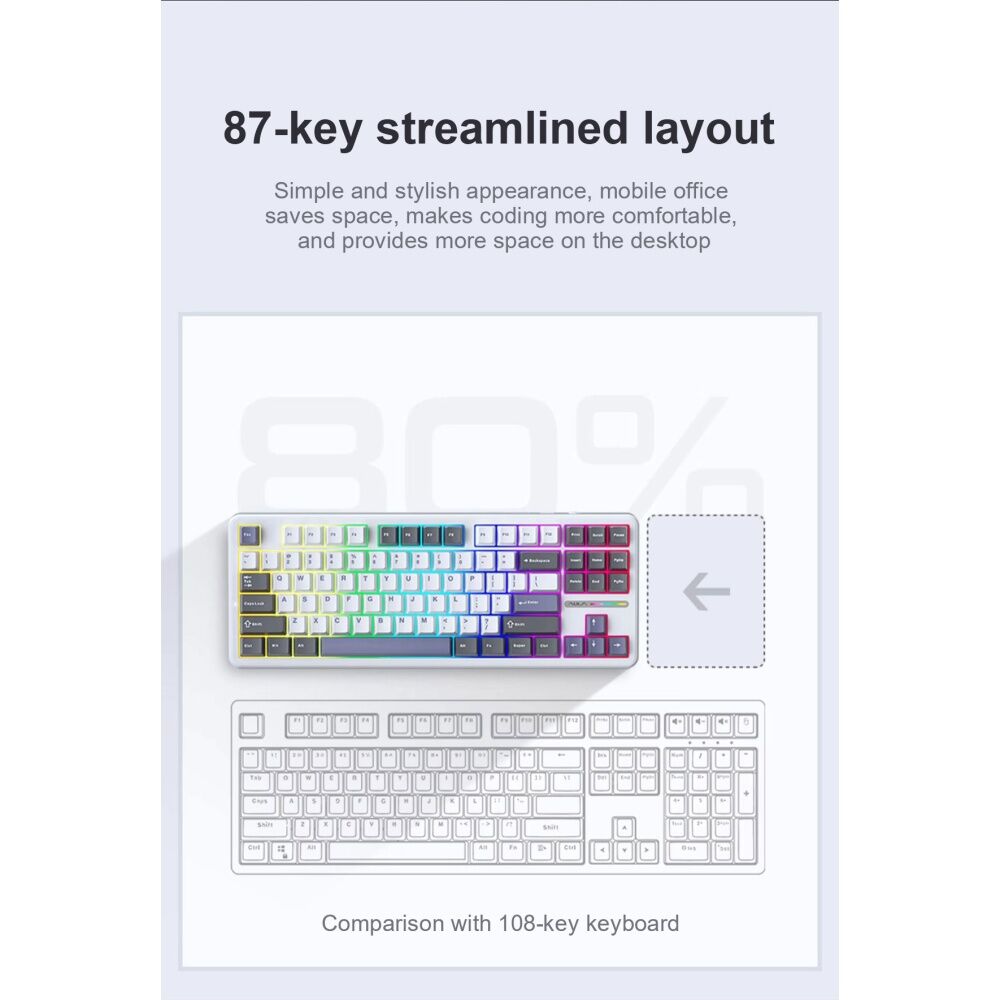 AULA F87 Wireless Tri-Mode Gasket Mechanical Keyboard Gradient Grey